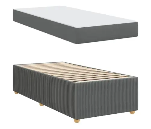 Gultas Rāmis Ar Matraci Tumši Pelēks 100 X 200 Cm Audums Vidaxl