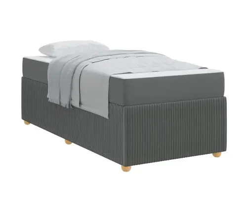 Gultas Rāmis Ar Matraci Tumši Pelēks 100 X 200 Cm Audums Vidaxl