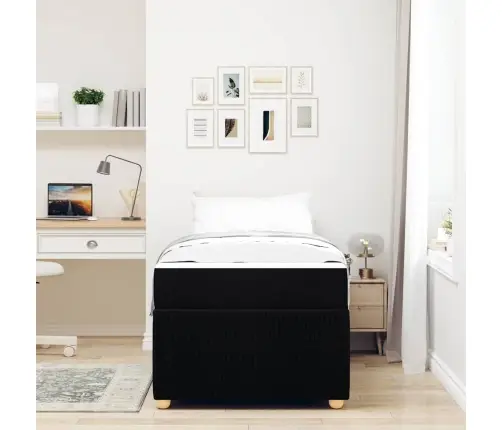 Lovos Rėmas Su Čiužiniu Juoda 100 X 200 Cm Audinys