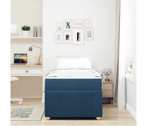 Gultas Rāmis Cits Zila 100 X 200 Cm Audums Vidaxl