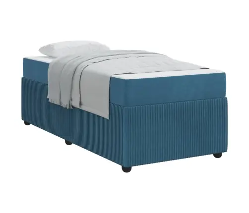 Gultas Rāmis Ar Matraci Zila 100 X 200 Cm Audums Vidaxl