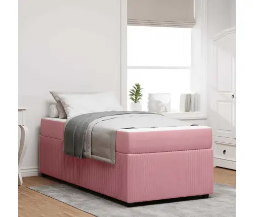 Voodi Raam Madratsiga Roosa 100 X 200 Cm Kangas