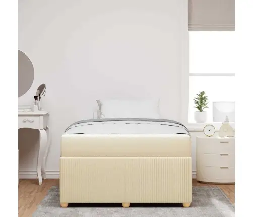 Gultas Rāmis Ar Matraci Krēmkrāsa 120 X 190 Cm Audums Vidaxl