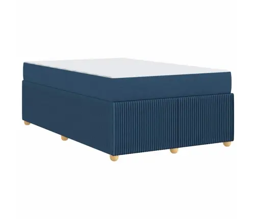 Gultas Rāmis Ar Matraci Ar Matraci Zila 120 X 190 Cm Audums Vidaxl