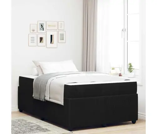 Gultas Rāmis Ar Matraci Ar Matraci Melna 120 X 190 Cm Samts Vidaxl