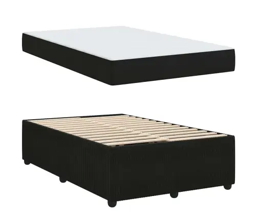 Gultas Rāmis Ar Matraci Ar Matraci Melna 120 X 190 Cm Samts Vidaxl