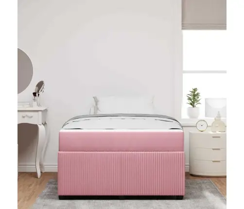 Gultas Rāmis Ar Matraci Rozā 120 X 190 Cm Audums Vidaxl