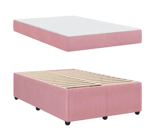 Gultas Rāmis Ar Matraci Rozā 120 X 190 Cm Audums Vidaxl