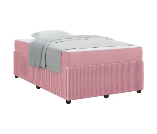 Gultas Rāmis Ar Matraci Rozā 120 X 190 Cm Audums Vidaxl