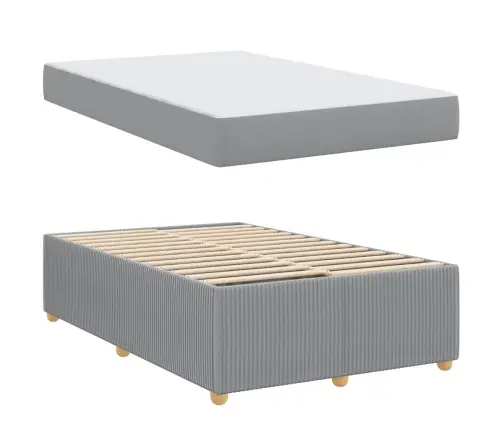 Gultas Rāmis Ar Matraci Gaiši Pelēks 120 X 200 Cm Audums Vidaxl