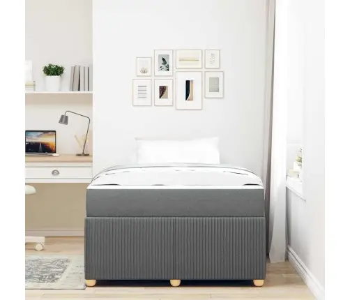Gultas Rāmis Ar Matraci Tumši Pelēks 120 X 200 Cm Audums Vidaxl