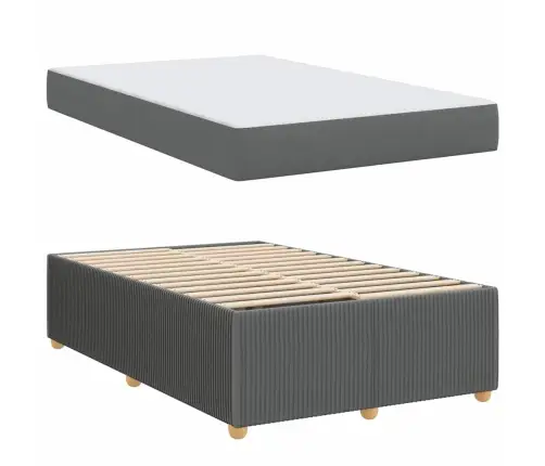 Gultas Rāmis Ar Matraci Tumši Pelēks 120 X 200 Cm Audums Vidaxl