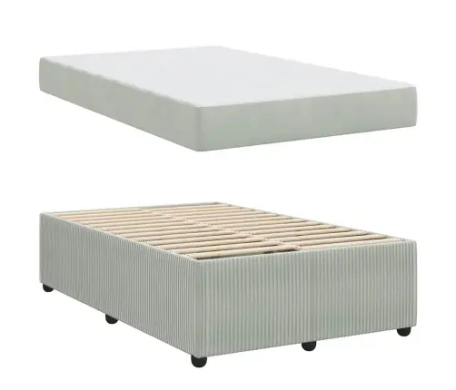 Gultas Rāmis Ar Matraci Gaiši Pelēks 120 X 200 Cm Audums Vidaxl