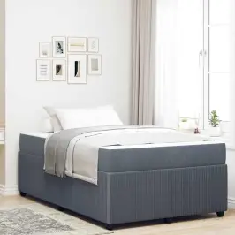 Gultas Rāmis Ar Matraci Tumši Pelēks 120 X 200 Cm Audums Vidaxl