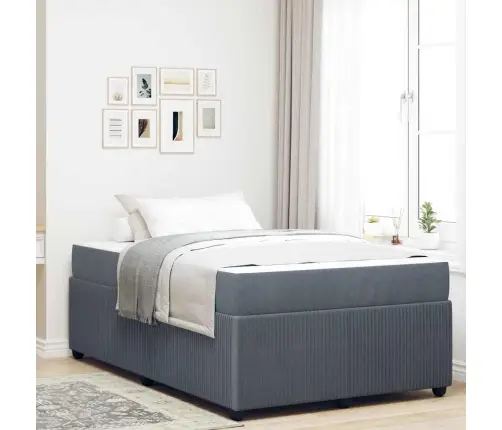 Gultas Rāmis Ar Matraci Tumši Pelēks 120 X 200 Cm Audums Vidaxl