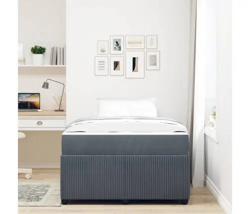 Gultas Rāmis Ar Matraci Tumši Pelēks 120 X 200 Cm Audums Vidaxl