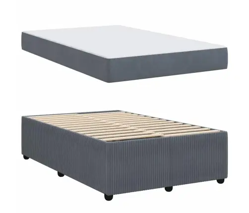 Gultas Rāmis Ar Matraci Tumši Pelēks 120 X 200 Cm Audums Vidaxl