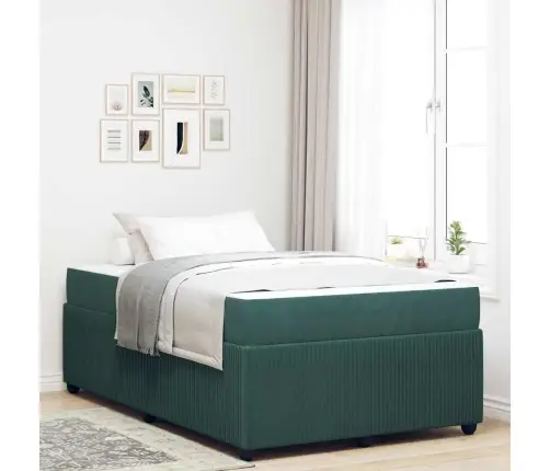 Gultas Rāmis Ar Matraci Tumši Zaļa 120 X 200 Cm Samts Vidaxl