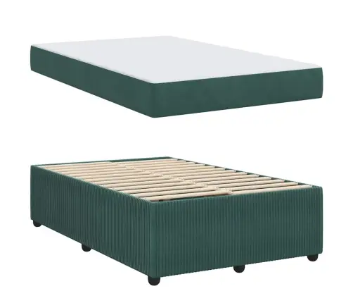 Gultas Rāmis Ar Matraci Tumši Zaļa 120 X 200 Cm Samts Vidaxl