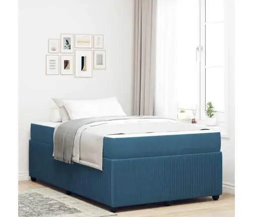 Gultas Rāmis Ar Matraci Ar Matraci Zila 120 X 200 Cm Samts Vidaxl