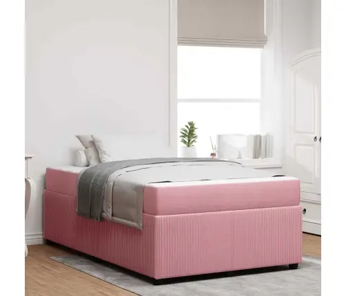 Gultas Rāmis Ar Matraci Rozā 120 X 200 Cm Audums Vidaxl