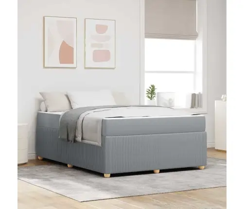 Voodi Raam Madratsiga Helehall 140 X 200 Cm Kangas