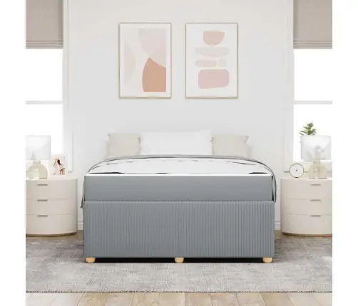 Voodi Raam Madratsiga Helehall 140 X 200 Cm Kangas