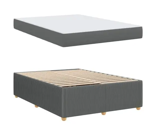 Gultas Rāmis Ar Matraci Tumši Pelēks 140 X 200 Cm Audums Vidaxl