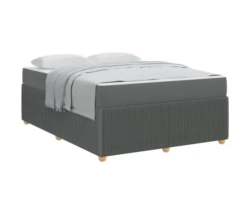 Gultas Rāmis Ar Matraci Tumši Pelēks 140 X 200 Cm Audums Vidaxl