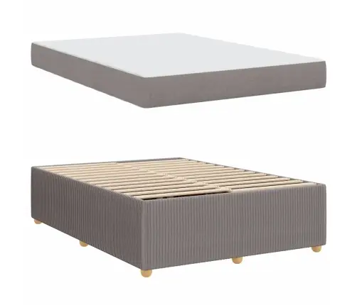 Gultas Rāmis Ar Matraci Pelēkbrūna 140 X 200 Cm Audums Vidaxl