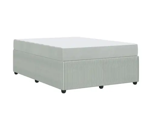 Gultas Rāmis Ar Matraci Gaiši Pelēka 140 X 200 Cm Samts Vidaxl