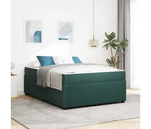 Gultas Rāmis Ar Matraci Tumši Zaļa 140 X 200 Cm Samts Vidaxl