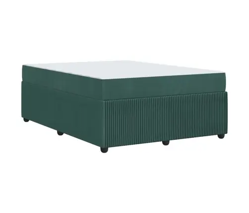 Gultas Rāmis Ar Matraci Tumši Zaļa 140 X 200 Cm Samts Vidaxl