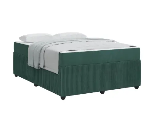 Gultas Rāmis Ar Matraci Tumši Zaļa 140 X 200 Cm Samts Vidaxl