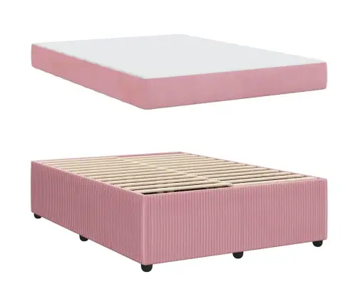 Gultas Rāmis Ar Matraci Ar Matraci Rozā 140 X 200 Cm Samts Vidaxl