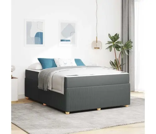 Gultas Rāmis Ar Matraci Tumši Pelēks 160 X 200 Cm Audums Vidaxl