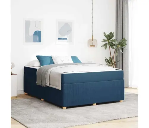 Gultas Rāmis Ar Matraci Ar Matraci Zila 160 X 200 Cm Audums Vidaxl