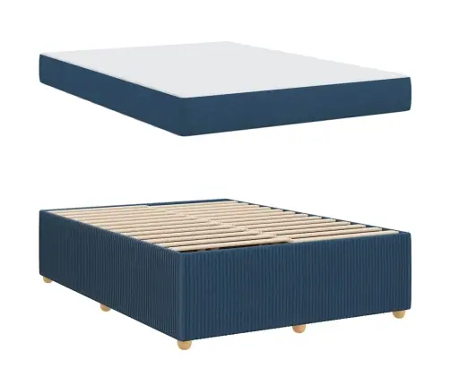 Gultas Rāmis Ar Matraci Ar Matraci Zila 160 X 200 Cm Audums Vidaxl