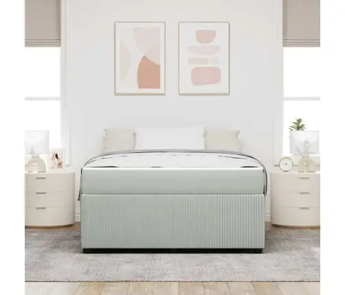 Gultas Rāmis Ar Matraci Gaiši Pelēka 160 X 200 Cm Samts Vidaxl