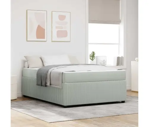 Gultas Rāmis Ar Matraci Gaiši Pelēka 160 X 200 Cm Samts Vidaxl