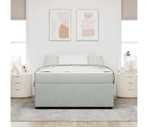 Gultas Rāmis Ar Matraci Gaiši Pelēka 160 X 200 Cm Samts Vidaxl