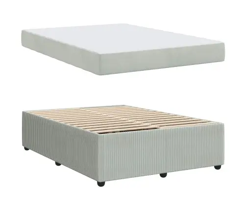 Gultas Rāmis Ar Matraci Gaiši Pelēka 160 X 200 Cm Samts Vidaxl