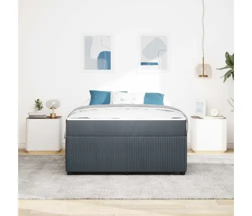 Gultas Rāmis Ar Matraci Tumši Pelēka 160 X 200 Cm Samts Vidaxl