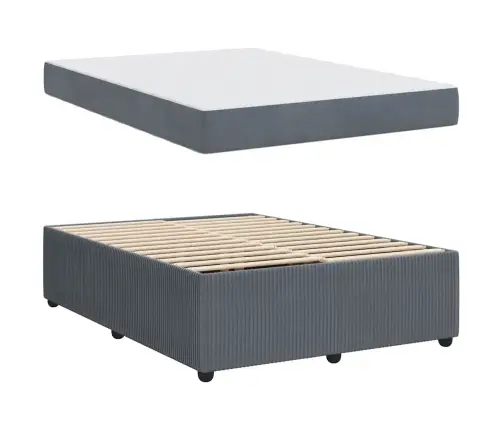 Gultas Rāmis Ar Matraci Tumši Pelēka 160 X 200 Cm Samts Vidaxl