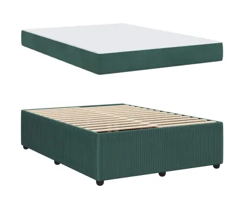 Gultas Rāmis Ar Matraci Tumši Zaļa 160 X 200 Cm Samts Vidaxl