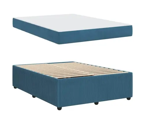 Gultas Rāmis Ar Matraci Ar Matraci Zila 160 X 200 Cm Samts Vidaxl