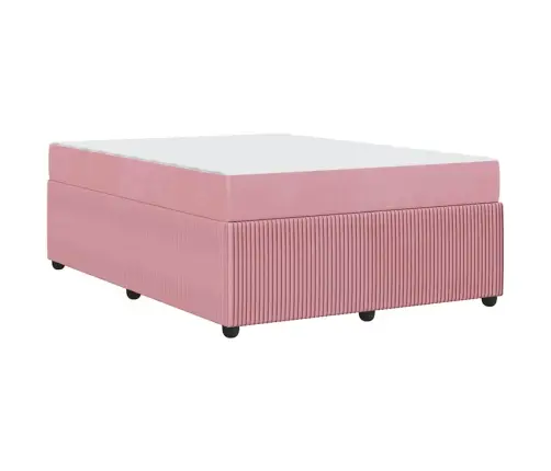 Gultas Rāmis Ar Matraci Ar Matraci Rozā 160 X 200 Cm Samts Vidaxl