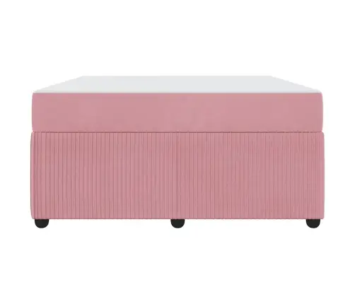 Gultas Rāmis Ar Matraci Ar Matraci Rozā 160 X 200 Cm Samts Vidaxl