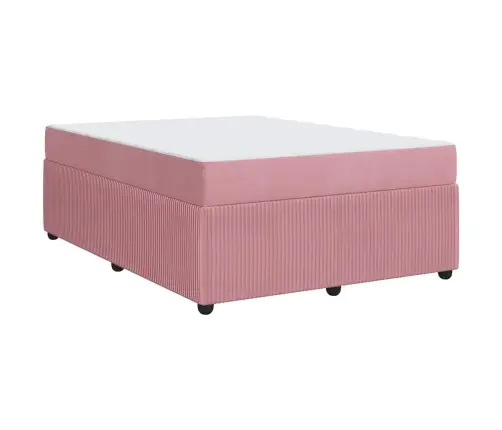 Gultas Rāmis Ar Matraci Ar Matraci Rozā 160 X 200 Cm Samts Vidaxl