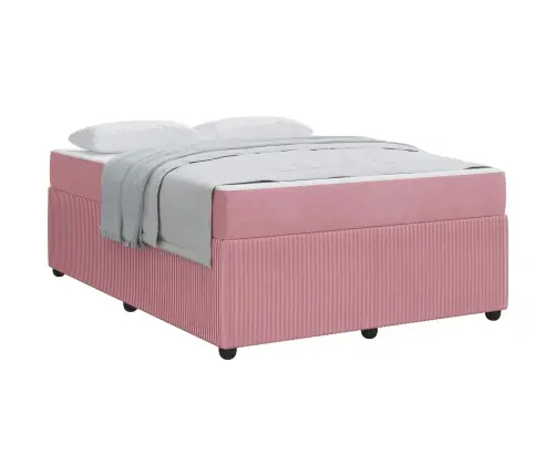 Gultas Rāmis Ar Matraci Ar Matraci Rozā 160 X 200 Cm Samts Vidaxl